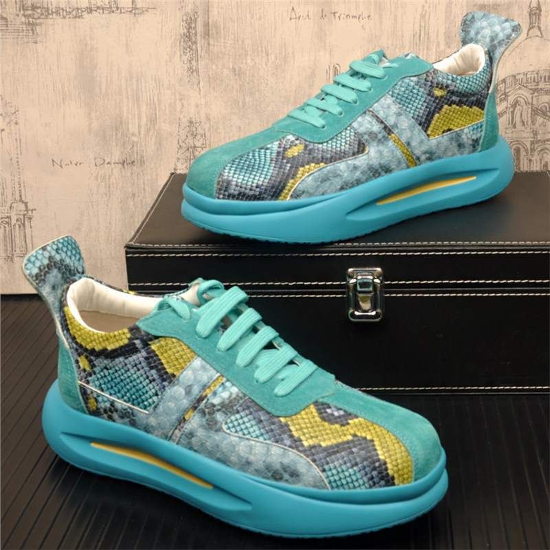 Geschikt voor alle seizoenen Trendy dikke zool Veelzijdige kleurblokken Echt leer Heren niche-ontwerp Sportief Casual Papa Comfortabele Agan-schoenen_voghion.com