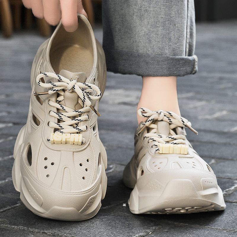Summer Men's Beach Solid Color Versatile Clogs EVA Lightweight Sandals Height Increasing Breathable Casual Shoes_voghion.com