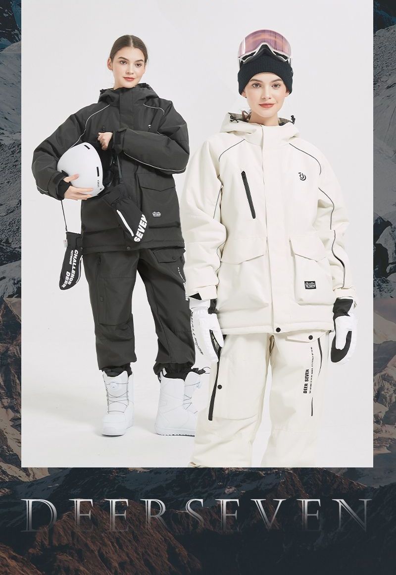 Tuta da sci tinta unita, nuova, casual, ampia, con cappuccio, stile coppia, antivento_voghion.com