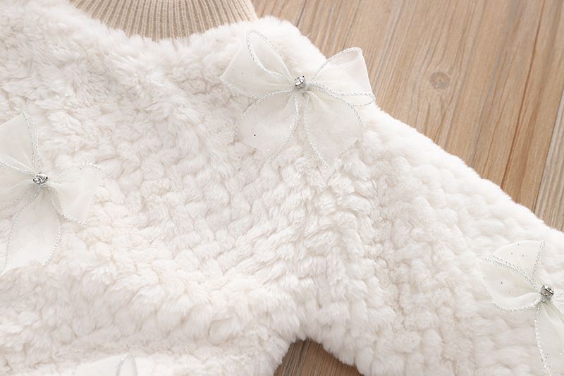 Pull en velours épais pour filles, haut chaud, nouveau style coréen, col rond, imitation fourrure, pour bébés et enfants, hiver 2022_voghion.com