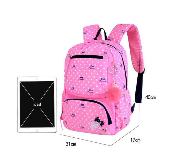 3pcs/set Dot Printing School Bags Backpack Schoolbag Fashion Kids Lovely Backpacks For Children Girls School Student Mochilas_voghion.com