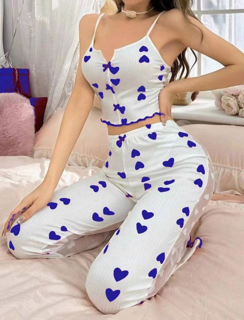 Women's Intimates Printed Contrast Color Ing Mesh Home Clothes_voghion.com