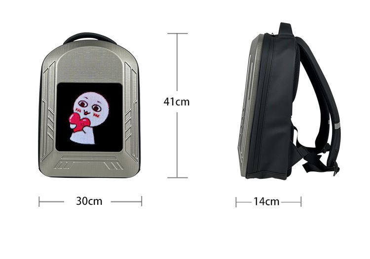 LED Backpack For Motorcycle Riding With Display Screen - Waterproof Unisex Street Fashion Backpack With Ergonomic Shoulder Straps, Laptop Compartment_voghion.com