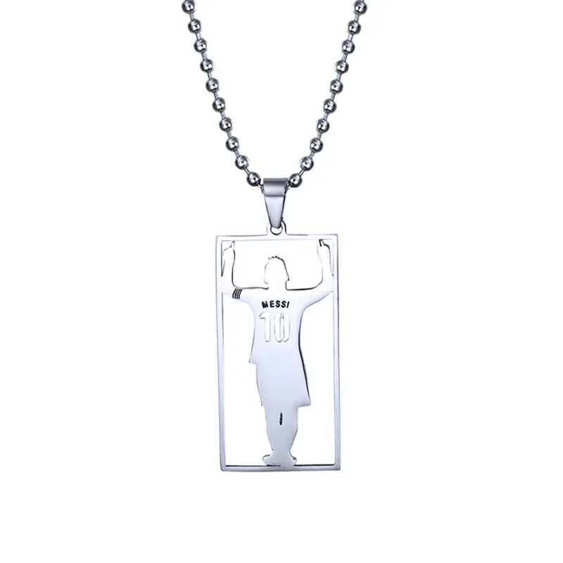 Hot Sales CR7 Stainless Steel Necklace Football Soccer Star Cristiano Ronaldo Leo Messi Pendant Clavicle Charming Jewelry Set_voghion.com