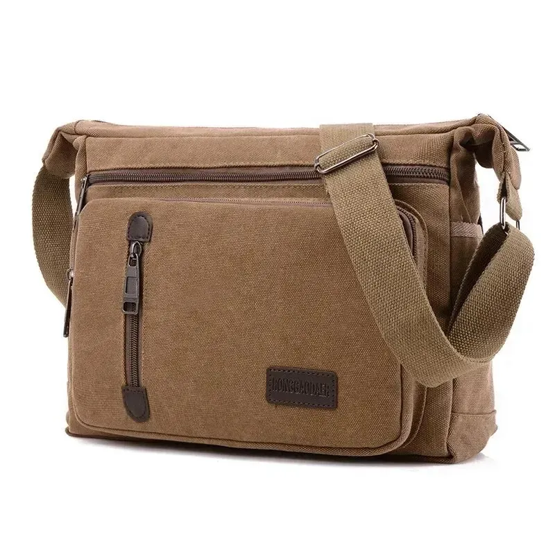 Canvas Shoulder Bag Bottle Men Women Casual Simple Fashion Retro Crossbody Cross Square Multi Layered 250314l_voghion.com