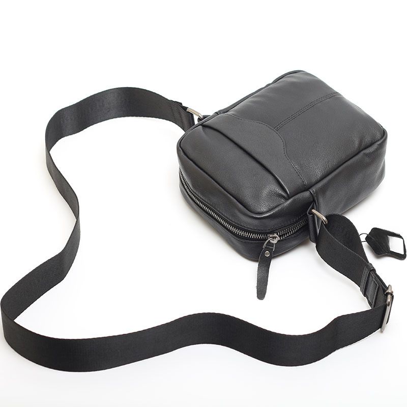 Korean Version Of The Men's Business Leather Soft Surface Zipper Small Square Cell Phone Crossbody Bag 2025 Fall And Winter New_voghion.com