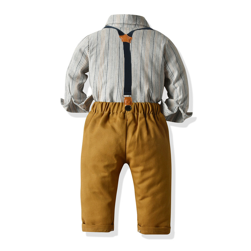 Abbigliamento per bambini Completo da ragazzo, camicia a righe e pantaloni lunghi per ragazzi_voghion.com
