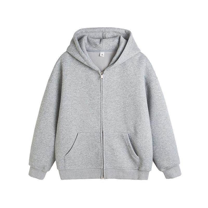Felpa con cappuccio di marca alla moda, con cerniera argentata, foderata in pile, da uomo, autunno inverno 2024_voghion.com