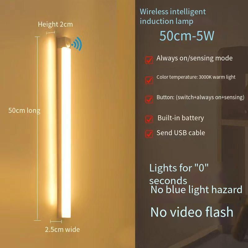 Ultra-Thin Human Body Sensing Smart LED Strip Self-Adhesive Rechargeable Wine Cabinet Wardrobe Atmosphere Light Bedroom_voghion.com
