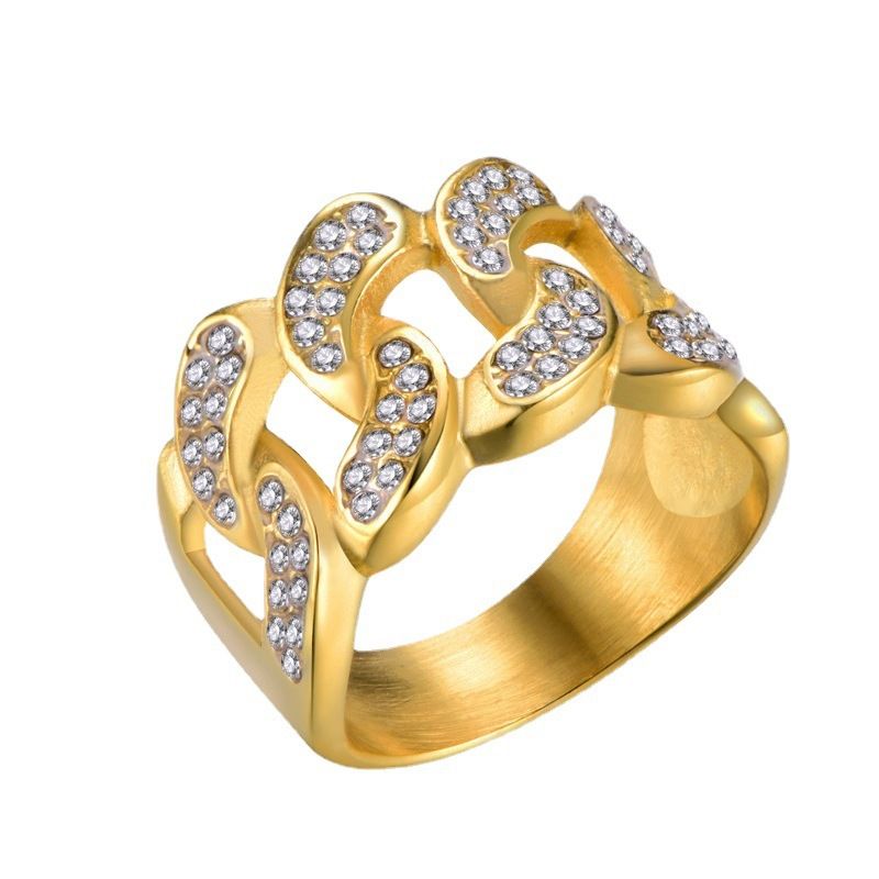 Anello in acciaio inossidabile con catena cubana in titanio e punk hip hop 2023_voghion.com
