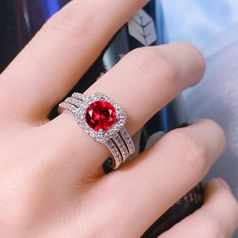 Women's Jewelry Cubic Zirconia Stackable Ring Set - Elegant Geometric Design Trio For Daily Wear & Special Occasions Three Piece Set_voghion.com