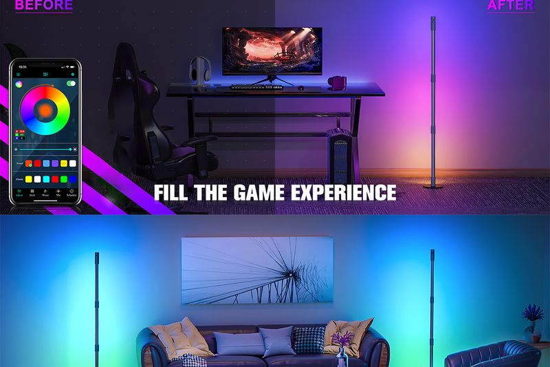 Vertical Bedroom Floor Lamp Minimalist Corner Lamp Living Room Light Luxury Floor Lamp Plug In RGB Atmosphere Lamp_voghion.com