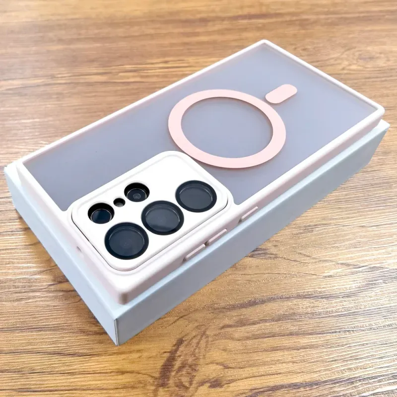 Luksuslik matt poolläbipaistev magnetiline ümbris Samsung Galaxy S24 23 S22 Ultra Plus telefonile Magsafe juhtmevaba laadimise kaameraklaasist ümbrise jaoks_voghion.com