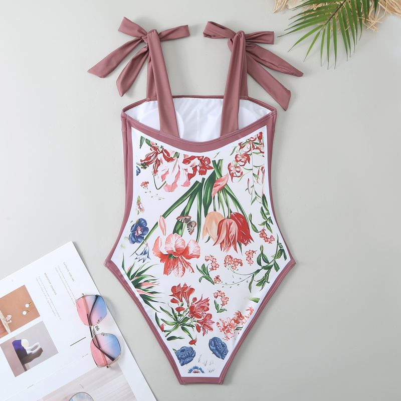Damenbekleidung Retro Bedruckter Badeanzug Konservativer Einteiler Chiffonbluse Zweiteiliger Badeanzug_voghion.com