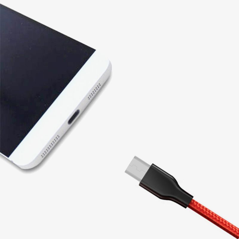 Kunjiuyou Micro USB/C típusú nylon fonott gyorstöltő adatszinkronkábel 1 méter mobiltelefon-piros mikro USB-hez_voghion.com