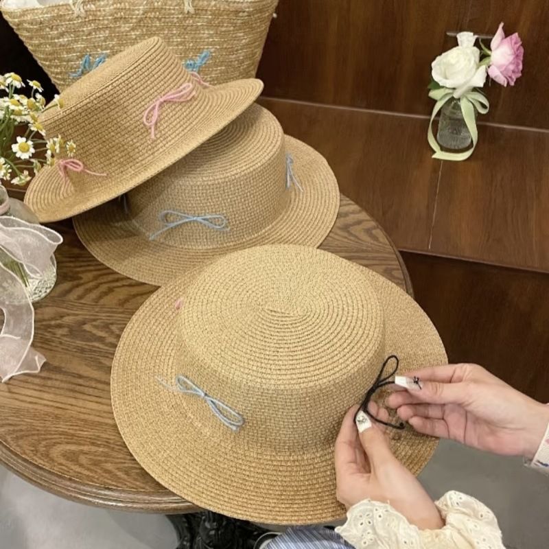 Cappello di paglia con fiocco per bambini, primavera ed estate, per viaggi e vacanze, con protezione solare, per il mare e il sole._voghion.com