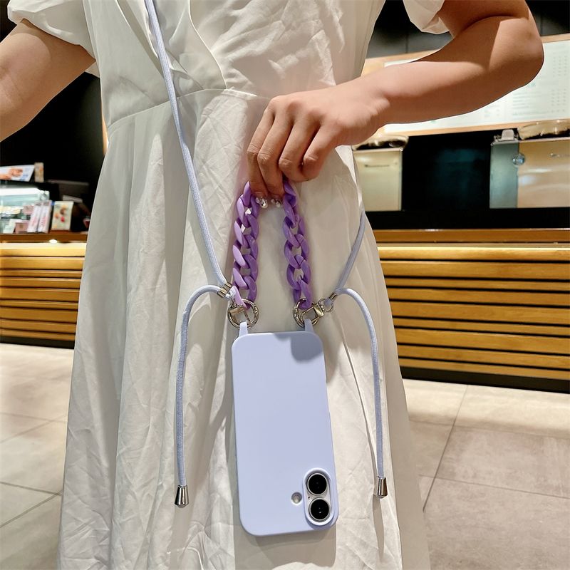 Luxury Lanyard Rope Strap Crossbody Case For IPhone 16 14 12 11 13 15 Pro Mini X XS XR Max Plus Acrylic Chain Silicone Cover_voghion.com