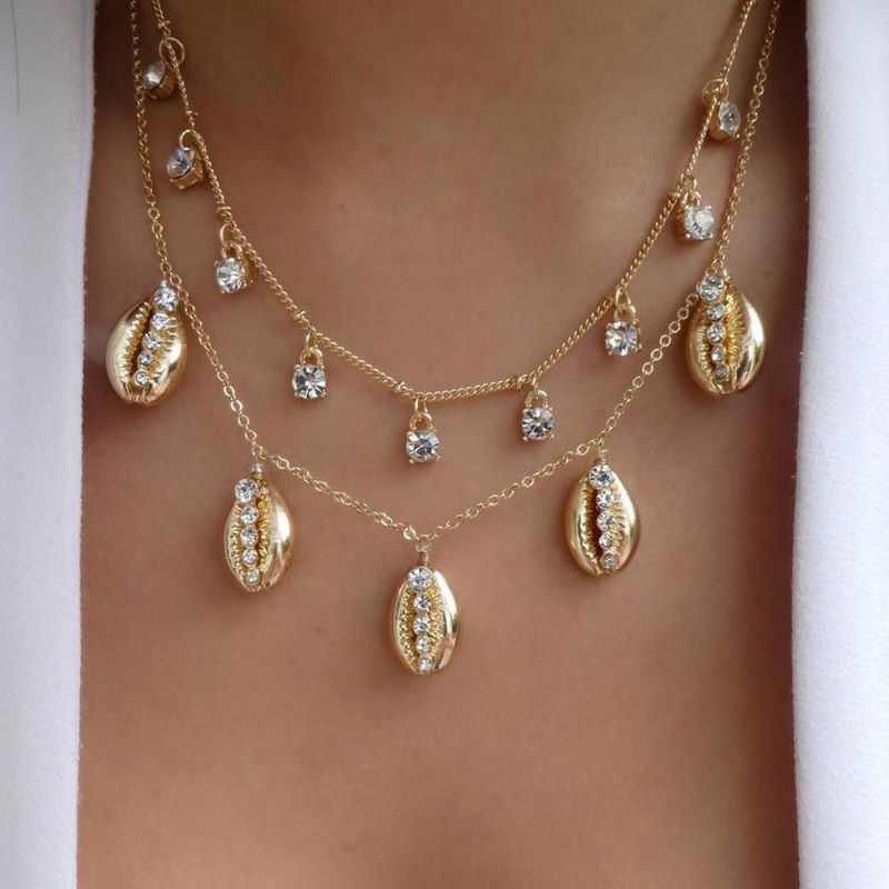 Modische Muschel-Kreativ-Diamant-Mehrfachkette_voghion.com