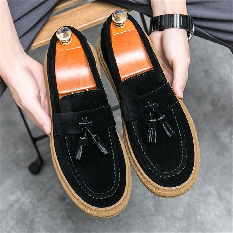 Bean For Men Autumn Tassels, Faule Menschen mit einem Fuß auf Loafern, Vielseitige koreanische Version Mattleder Kocharbeit_voghion.com