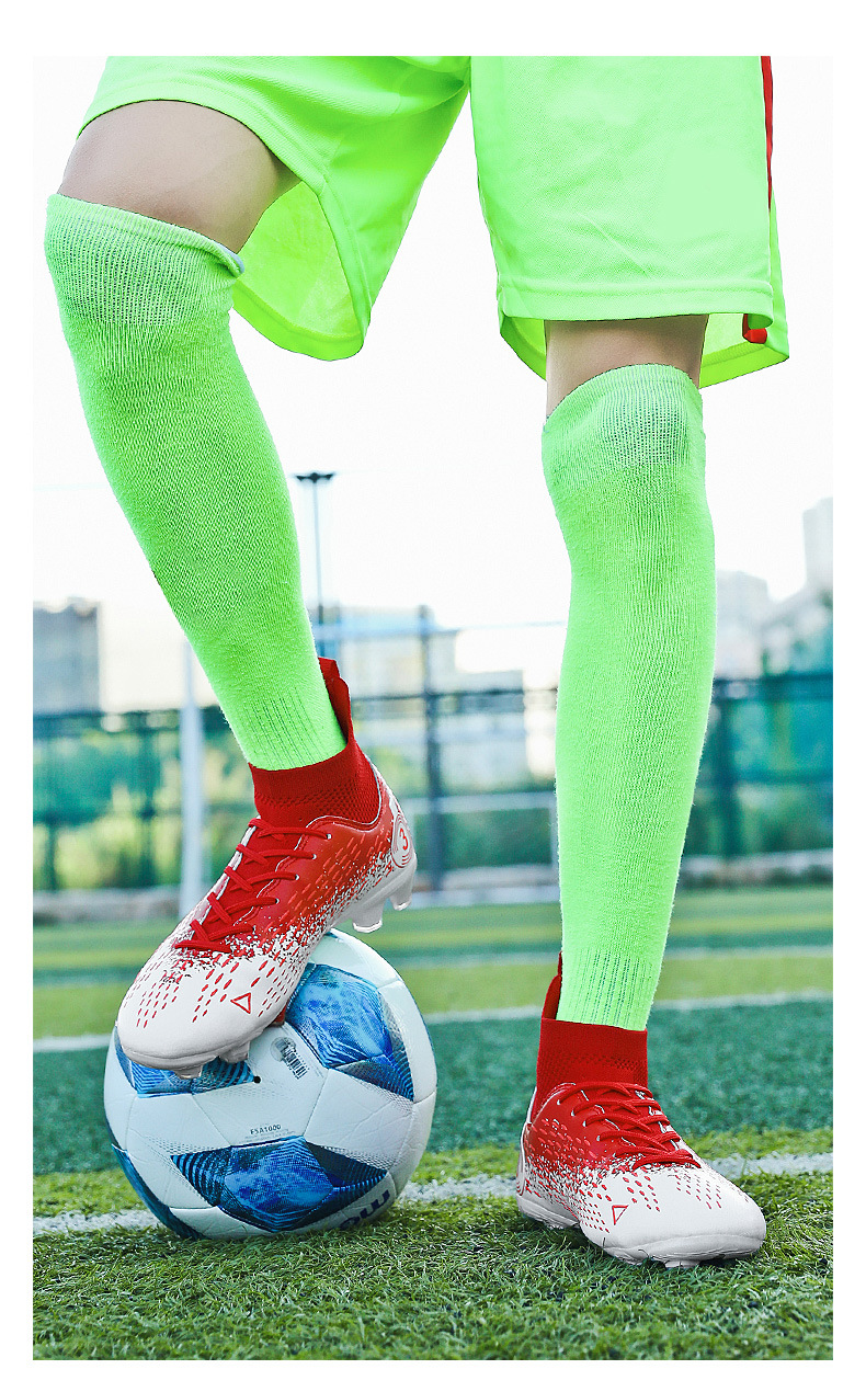 Cross Border High Top Leder Fußballschuhe Große Größe Jungen Und Mädchen Tf Broken Nails Artificial Turf AG Long Mandarin Duck Training_voghion.com