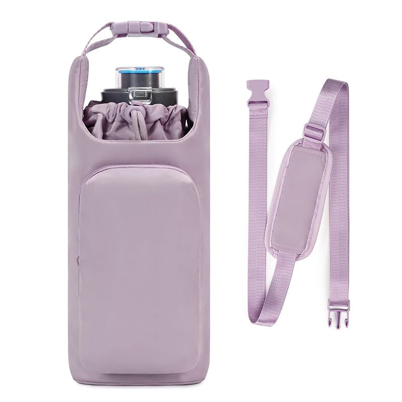 Bolsa feminina para garrafa de água com bolso para celular e alça de ombro ajustável_voghion.com