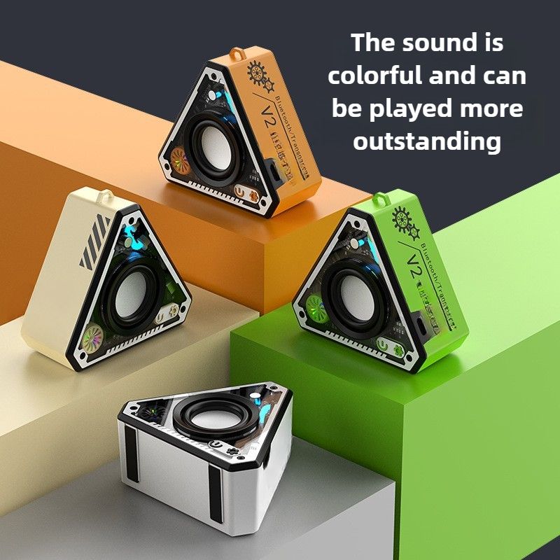 V2 Mini-Subwoofer, hohe Klangqualität, Bluetooth-Lautsprecher, tragbarer Desktop-Stereo-Mecha, kleine Stahlkanone_voghion.com