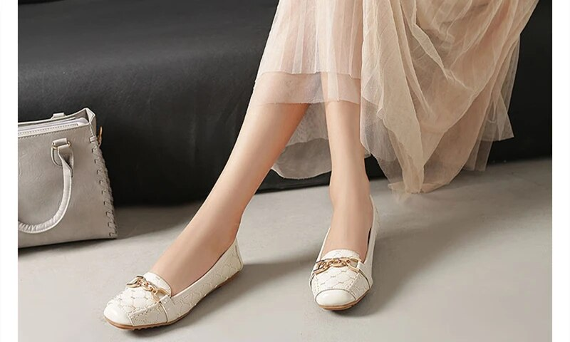 P7 femmes chaussures plates 2023 nouveau décontracté mode sans lacet ballerine femme chaussures plates en cuir verni mocassins dames printemps automne_voghion.com