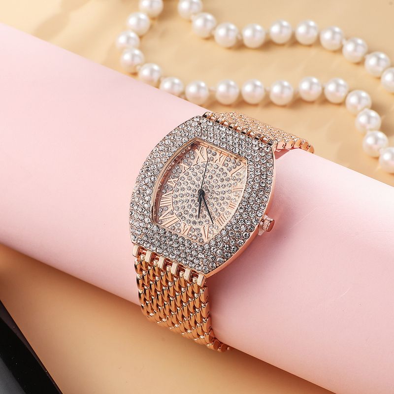 Női karórák, divatos, kétrészes, gyémántokkal teli, eltúlzott kvarcóra, titán acél, csattal ellátott karkötő_voghion.com