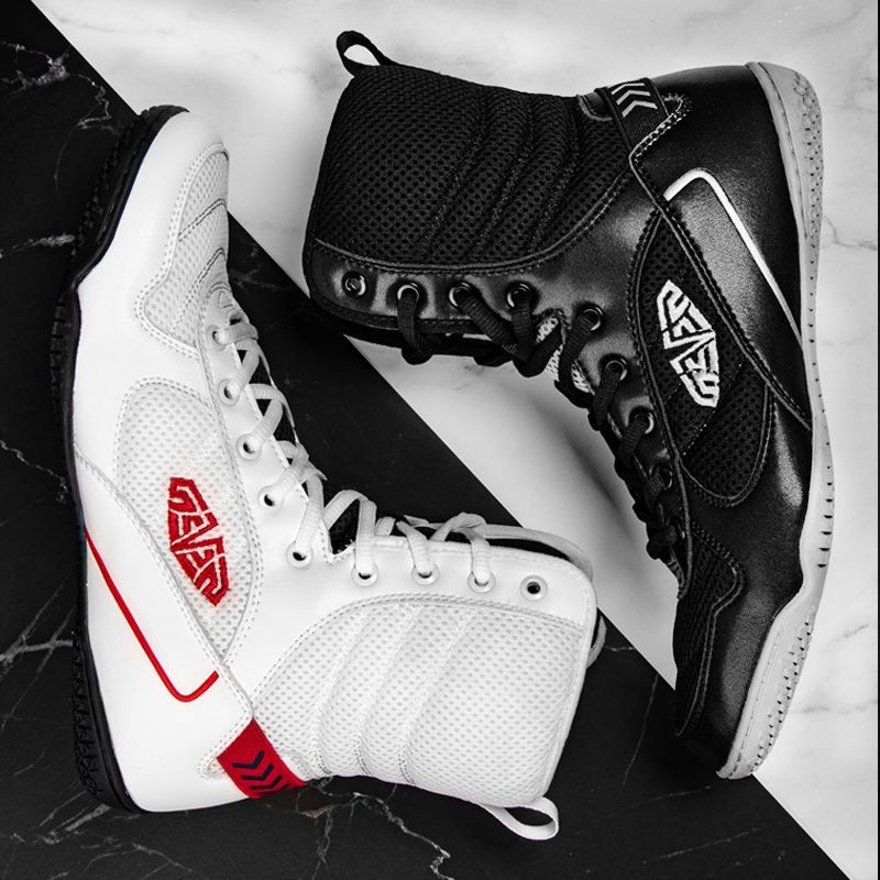 New Gym Training Wrestling Shoes Breathable Fighting Sneakers Boxing Shoes All Black Men's Boxing Boots High Top_voghion.com