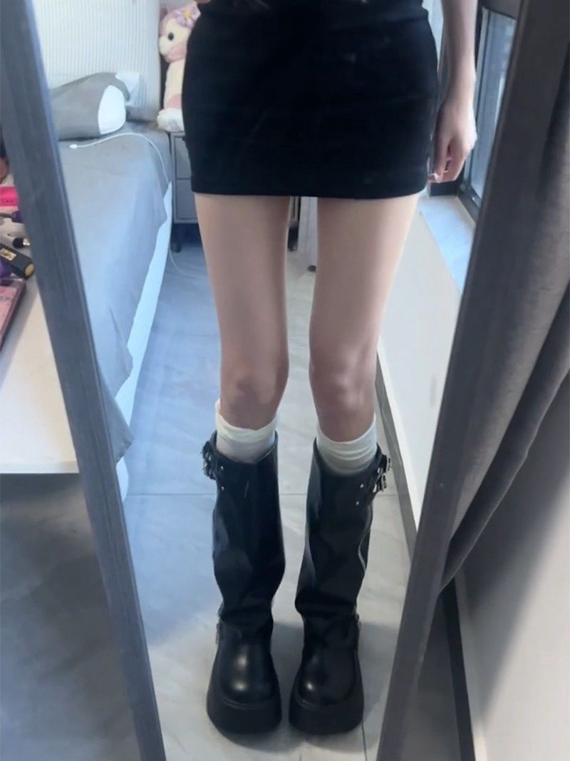 Damen-Stiefel mit dicker Sohle, kniehohe Stiefel, Herbst/Winter 2025, neue vielseitige kniehohe Stiefel_voghion.com