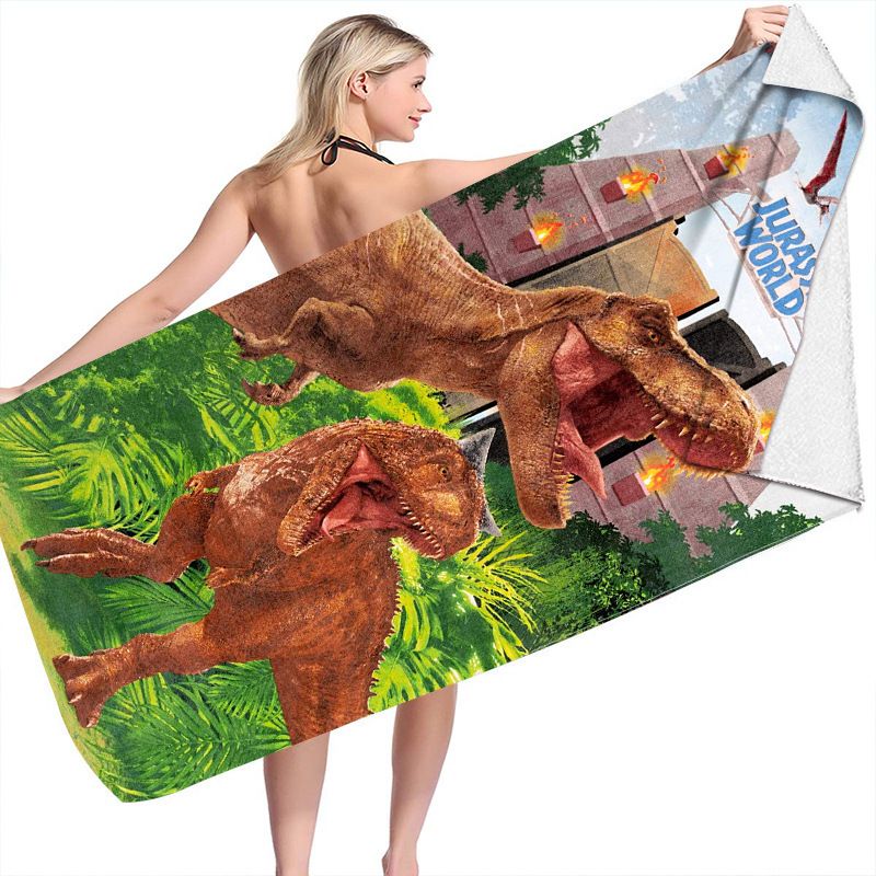 Toallas de playa de la serie Dinosaur 3D, toallas de playa de fibra ultrafina, toallas de baño para natación, toallas cuadradas versátiles, toallas de playa_voghion.com