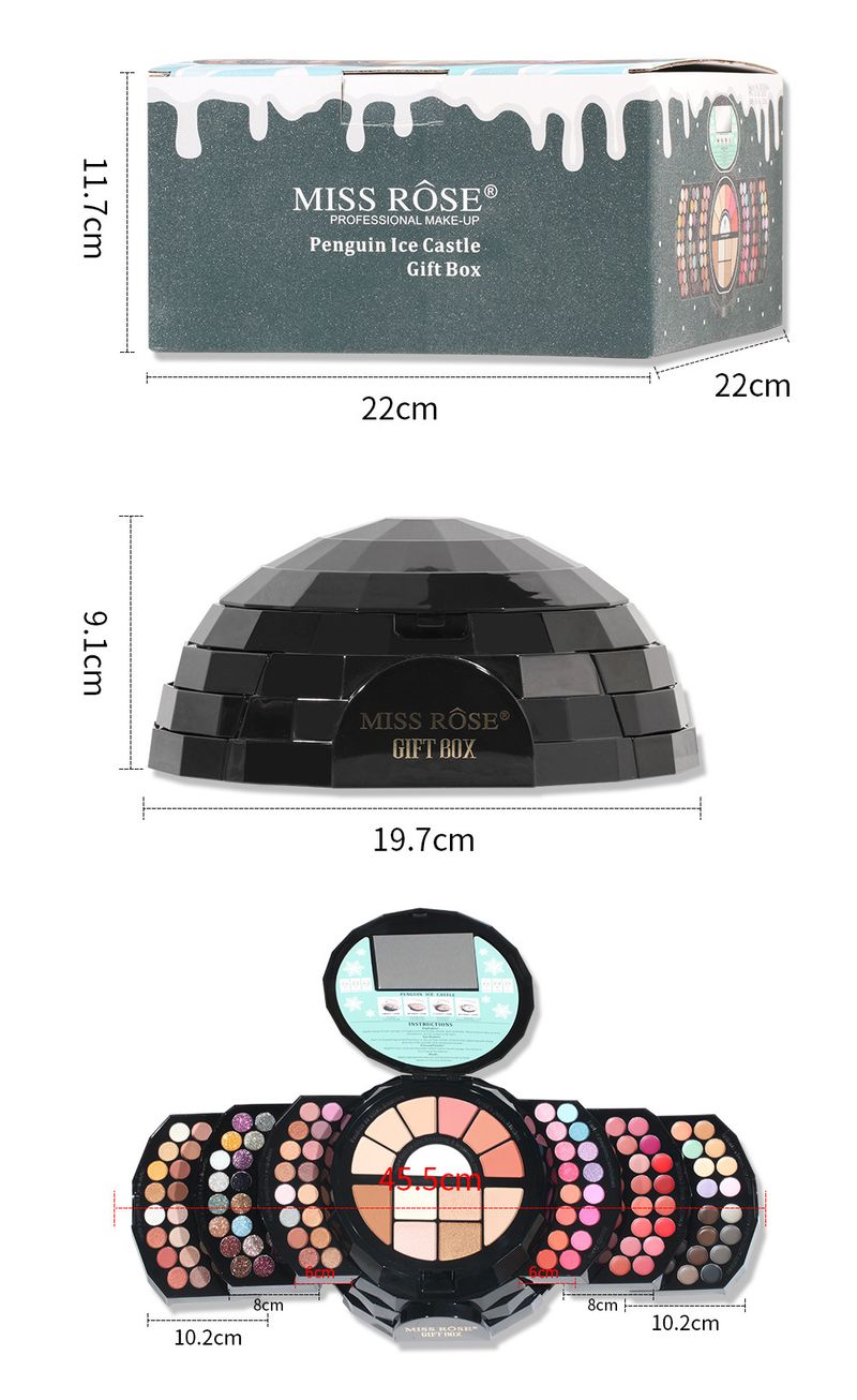 MISS ROSE 108 farger perlemorsøyenskygge konturleppestift sminkeboks matt blush fint glitter øyenskyggepalettsett_voghion.com