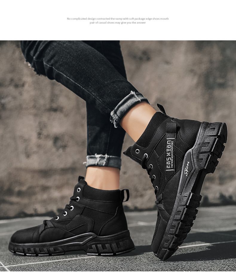 New Fasion Lace-up Men's Boot Hig-tops Working Casual Mans Toog Soes Outdoor Anti Slip Mens Vulcanized Boots Main_voghion.com