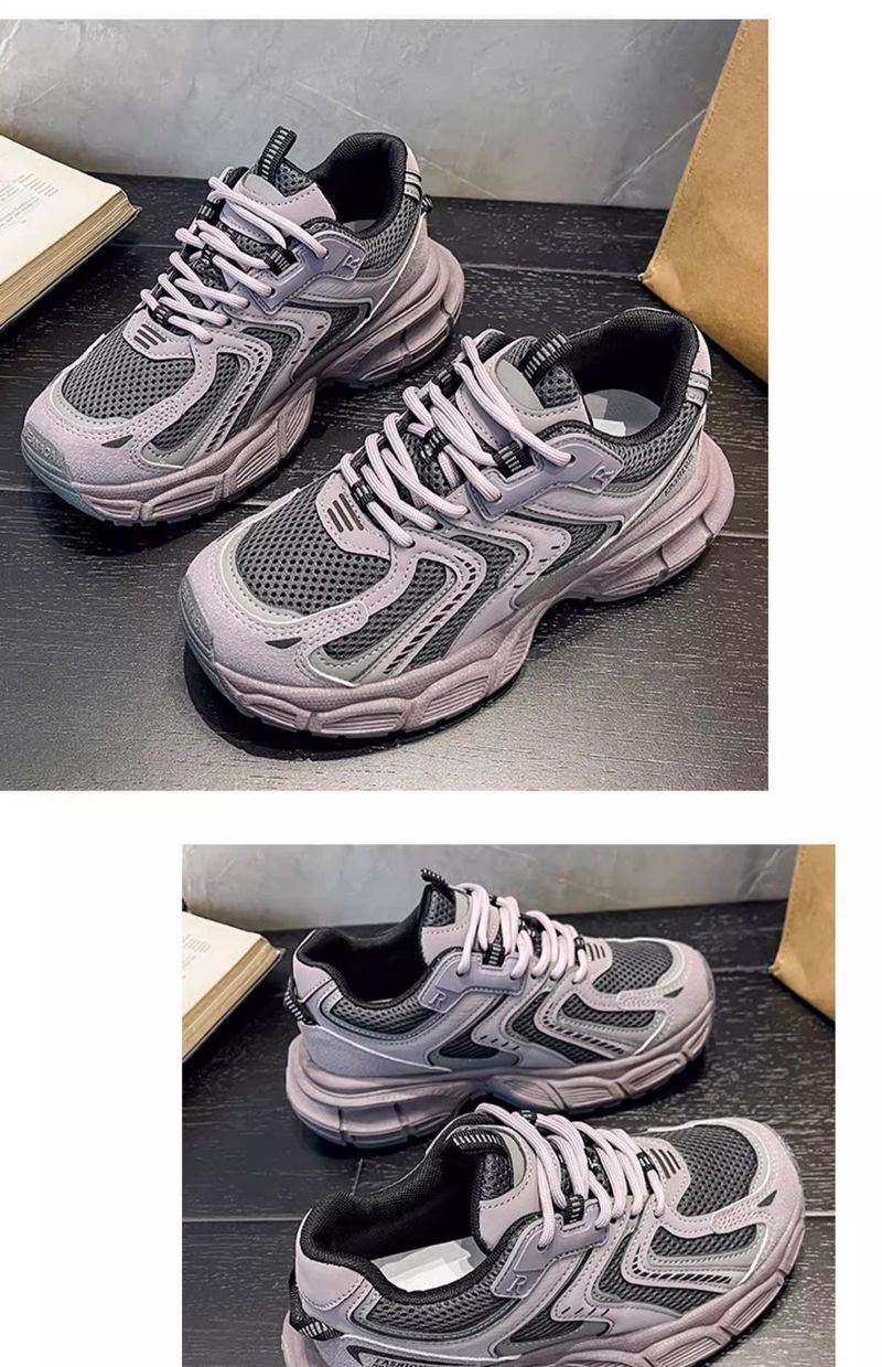 Soft sole dad shoes for women spring 2024 new thick sole height increase couple women's shoes purple casual versatile sports shoes_voghion.com