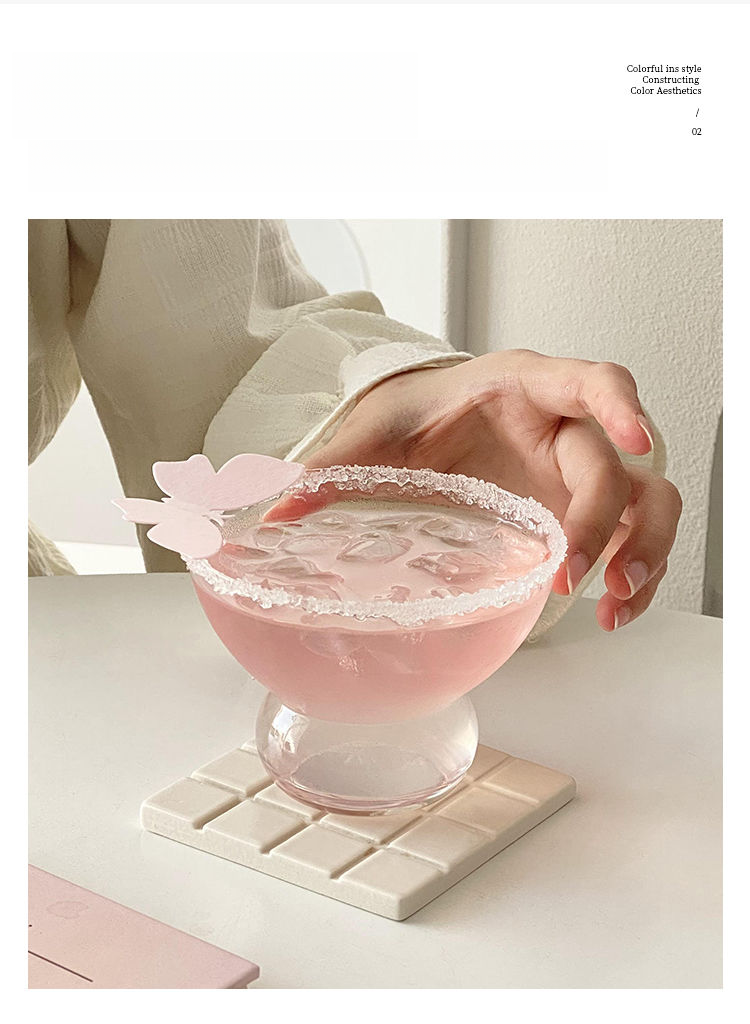 Creative Design Sense Tipsy Wine Wide Mouth Glass Home Use Girls Niche Transparent Drink Coffee Juice Cup_voghion.com