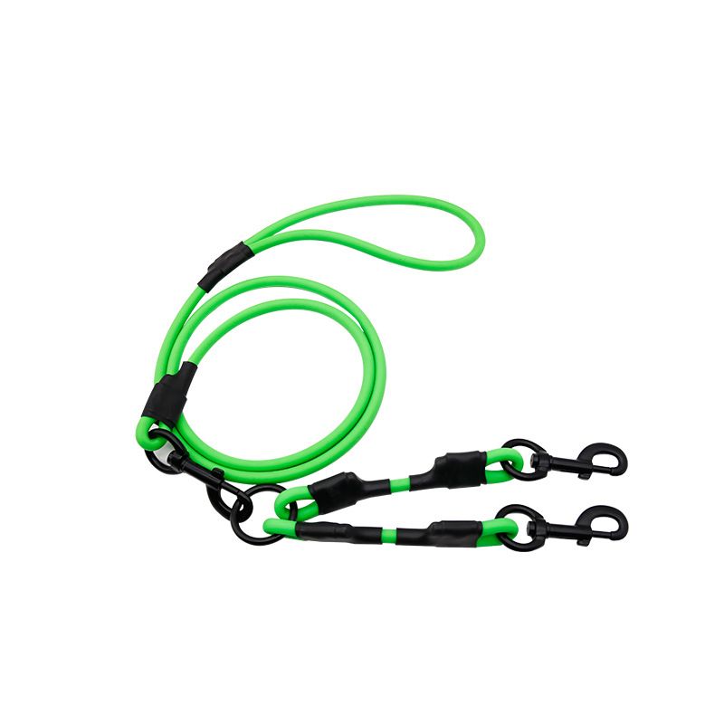PVC-wasserdichte Haustierbedarf Eins-zu-Zwei Runde Doppelleine Hundeleine zum Spazierengehen für große, mittelgroße und kleine Hunde_voghion.com