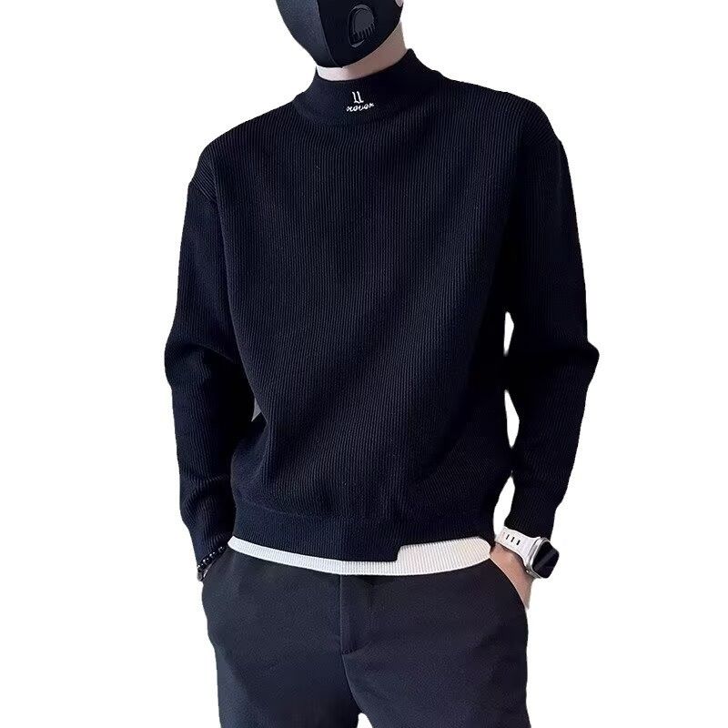 Maglione casual a collo alto da uomo, autunno e inverno, nuovo marchio alla moda, fresco e aderente, lavorato a maglia_voghion.com