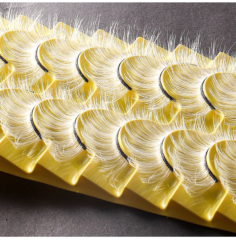 Wimpernverlängerungsset, 10 Paar weiße künstliche Wimpern, festliches Bühnen-Make-up, Party-Wimpern_voghion.com