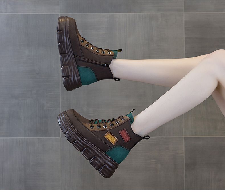 Stivali Martin con suola spessa abbinati ai colori, stivali corti retrò da uomo, stivali Flow da donna_voghion.com