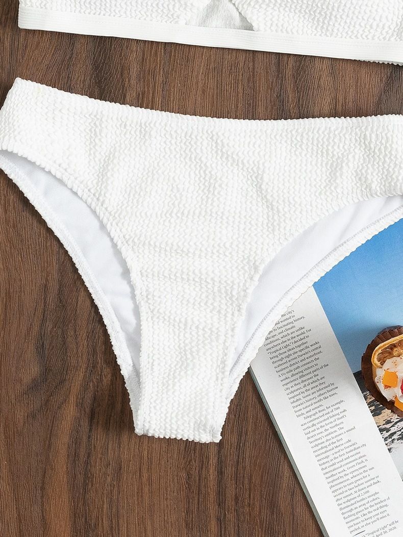 Bikini sexy con detalle de aro para mujer - Traje de baño dividido multicolor estilo europeo y americano para playa y piscina_voghion.com