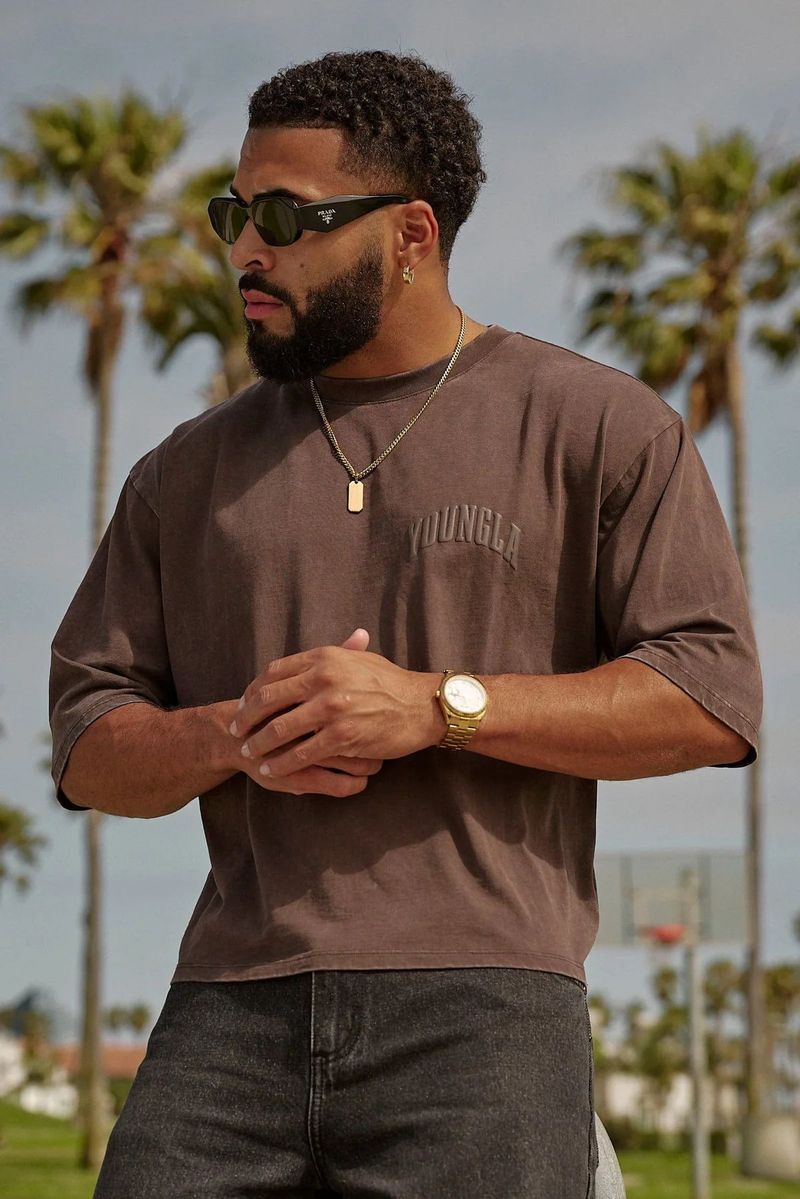 Men's Clothing Oversized T shirt Foam Printed Cotton Short Sleeve Sports Fitness Casual Top_voghion.com