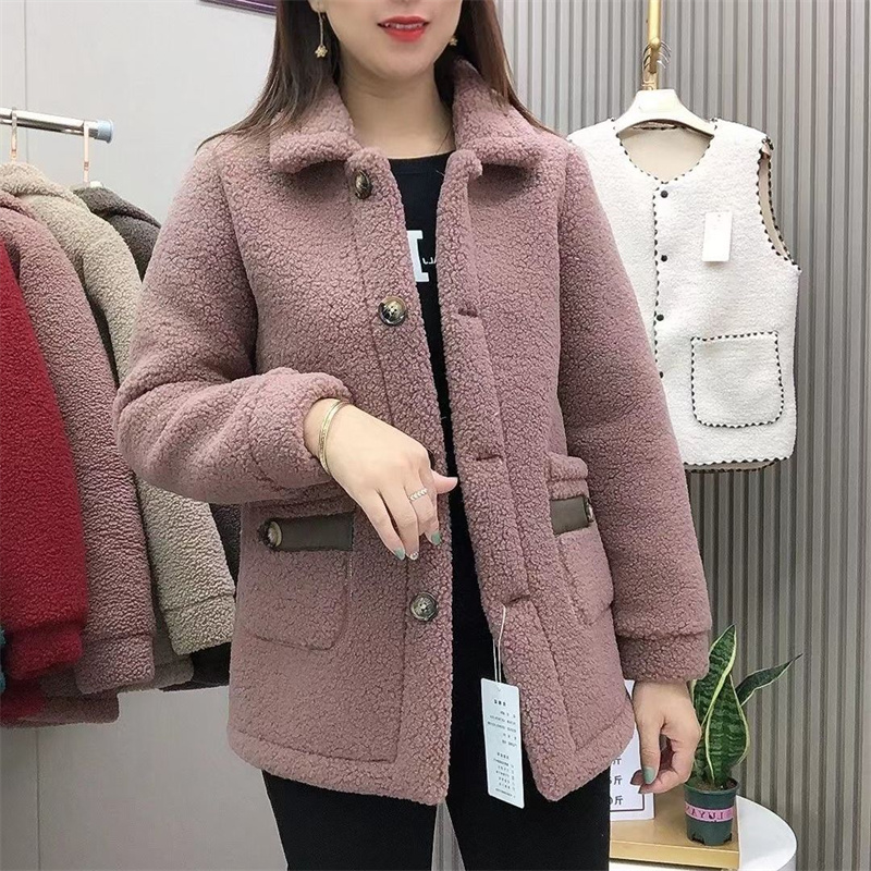 Herbst Winter 2023 Neue Frauen Nachahmung Lamm Wolle Jacke Thicke Warme Tasche Zuhälter Pelzmantel Weibliche Baumwolle Gefütterte Jacke_voghion.com