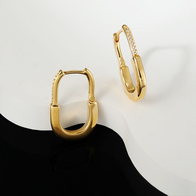 Smeigtukai auskarai Sterlingo sidabro U formos cirkonio auskarai Nišoje Minimalistiniai Universalūs Retro Elegantiški Papuošalai Korėjos moterų aukščiausios klasės jausmas_voghion.com