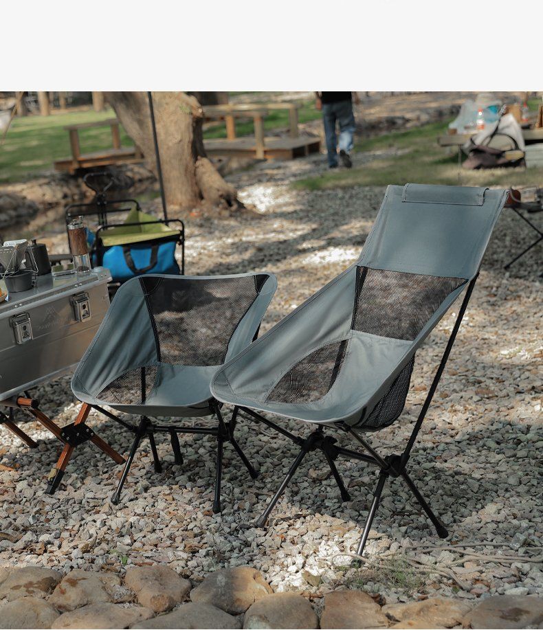 Outdoor Breathable Moon Lightweight Portable Space Folding Chair With Backrest, Fishing Beach Camping Chair, High Back_voghion.com