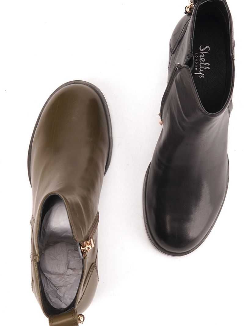 Shellys British New Square Heel Soft Surface Fashion Boots_voghion.com