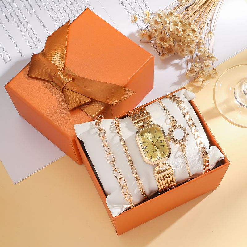 XSVO Luxurious Texture Square Dial With Exquisite Multi-style Bracelet Combination Set 5pcs/set_voghion.com