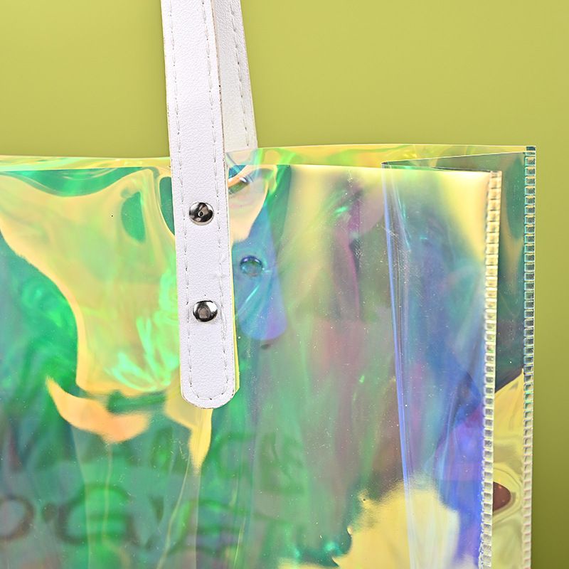 PVC Laser Shooter Tote Transparent Shopping Advertising Promotion Fashion Colorful Companion Gift Bag_voghion.com