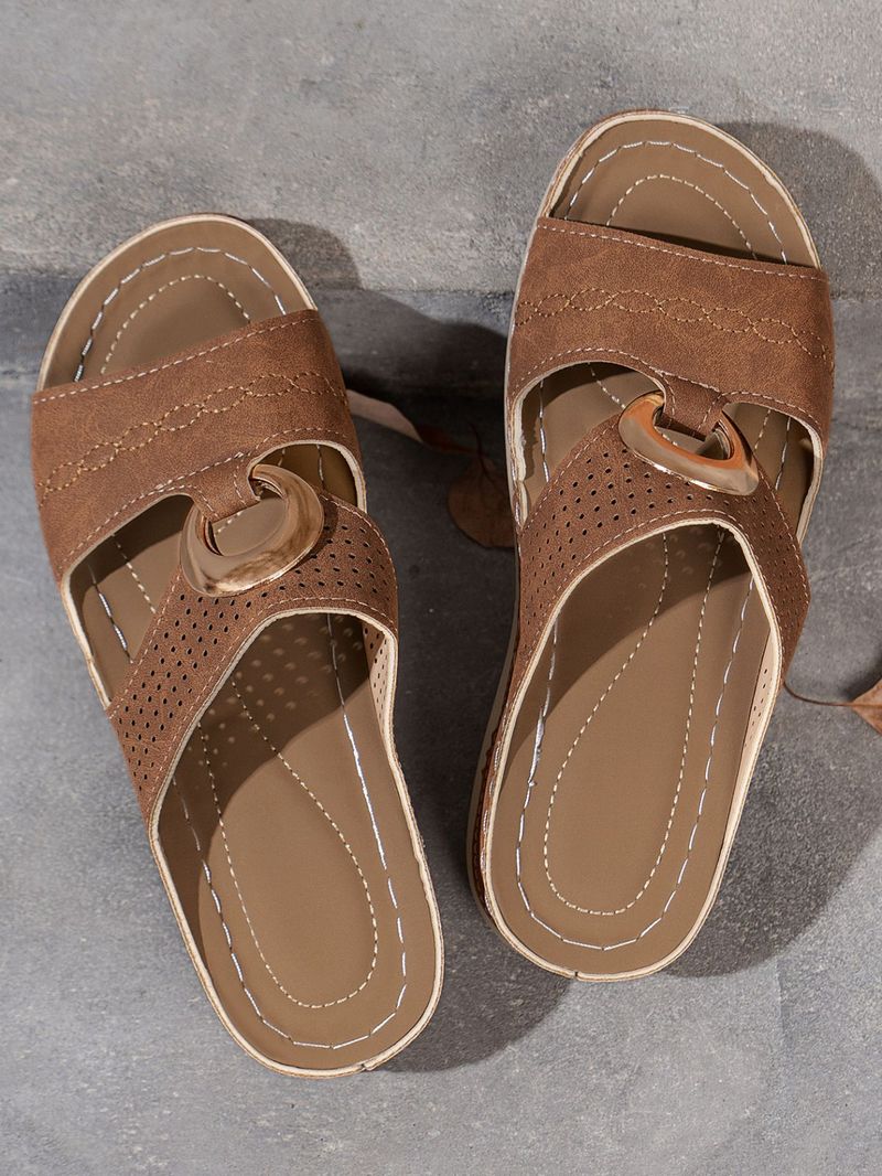 Scarpe da donna sandali con zeppa di grandi dimensioni cuciti con fondo spesso moda femminile punta aperta infradito da spiaggia_voghion.com
