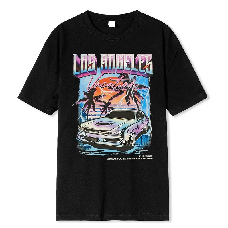 Los Angeles Vacation printing Men Oversized Loose Clothes Street Cotton T Shirts Fashion T-Shirts Casual Brand Tshirt_voghion.com