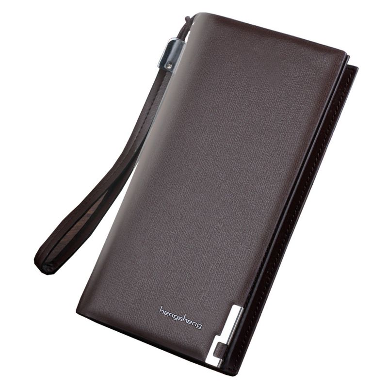 Cartera larga Hengsheng para hombre con múltiples ranuras para tarjetas, cierre de cremallera y estilo sencillo._voghion.com
